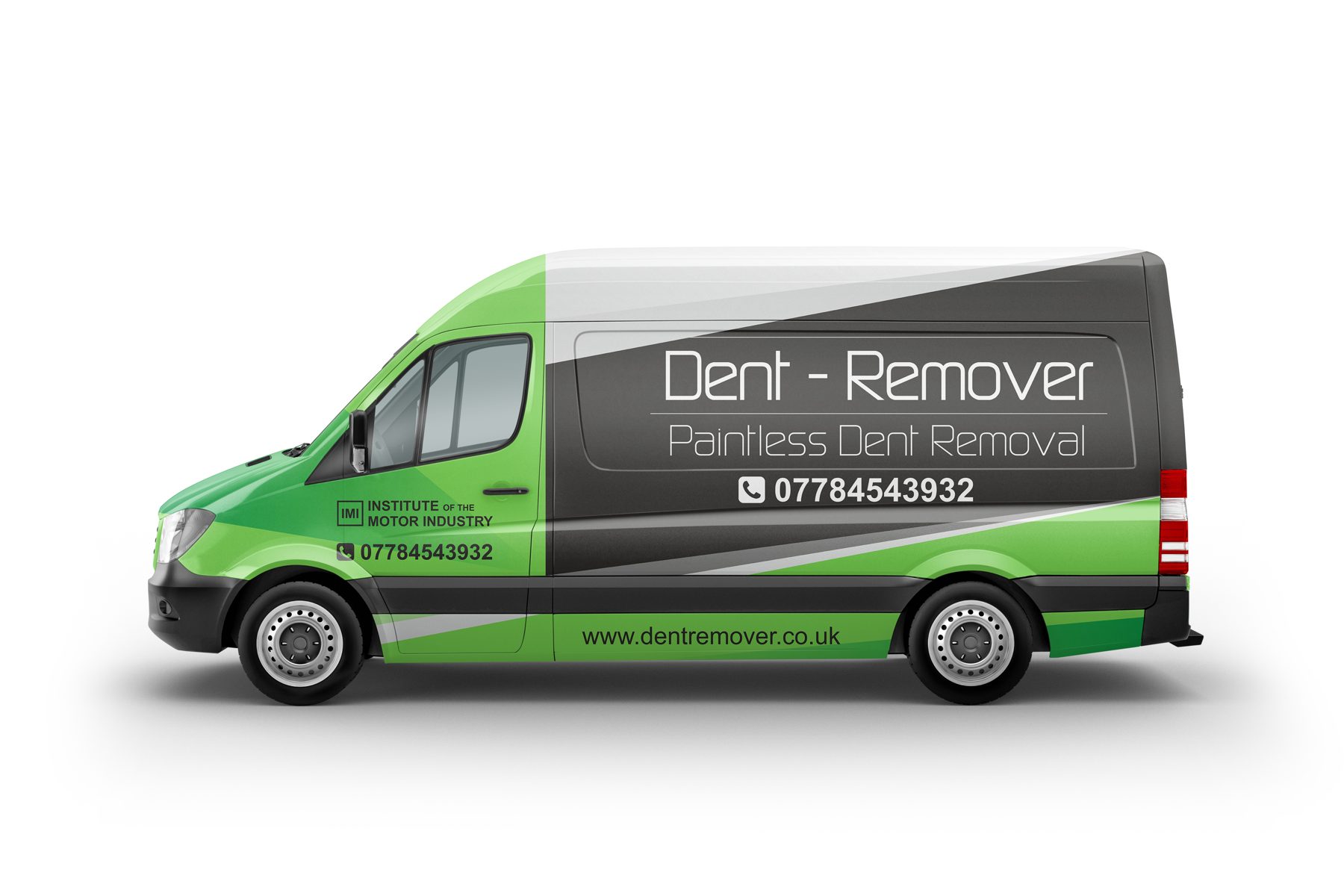 Dent-Remover van with phone number and website on the side