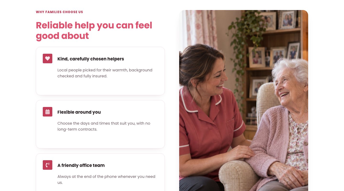 Neways Home Help landing page: Why families choose us